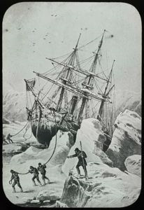 Image of Ship Lifted out of Water in Melville Bay, Drawing